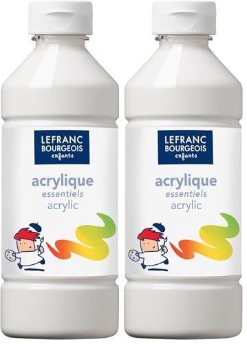 Lefranc Bourgeois - Acrylique liquide pour enfants - Bouteille 500 ml - Blanc (Lot de 2)