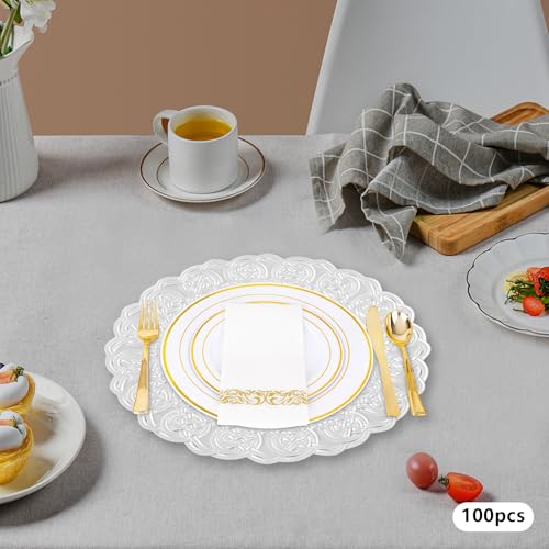 100 platos redondos reutilizables plateados de 13 pulgadas miniatura 5