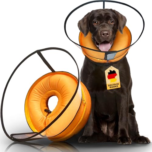 Aschpas® 2 IN 1 Aufblasbare Halskrause Hund, nur f​ür Mittel- und Großhunde Entwickelt,Trichter Leckschutz Hund nach OP, Dog Cone, Halskrause Katze, Hunde Donut [Size 6]