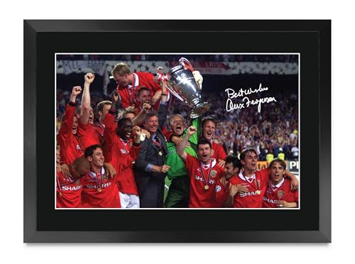Foto firmada de Sir Alex Ferguson enmarcada A3 para aficionados de los Red Devils