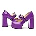 NUMALEO Purple Mary Jane Shoes for Women Platform Mary Jane Heels High Chunky Block Closed Square Toe Strappy Pumps Patent Fashion Sexy Wedding Party Dress Shoes Size 9