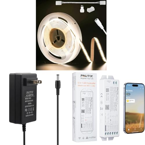 Tira de LED COB natural blanca 6.1 m 4000K con controlador miniatura 1