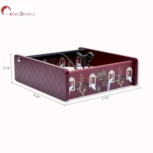 Image of Home Sparkle Napkin Storage - 1 Pack Table Napkin Holder Tray for Indoor & Outdoor Use | Kitchen, Dining, Restaurant & Home Decor (Wine-Red-C6V14)