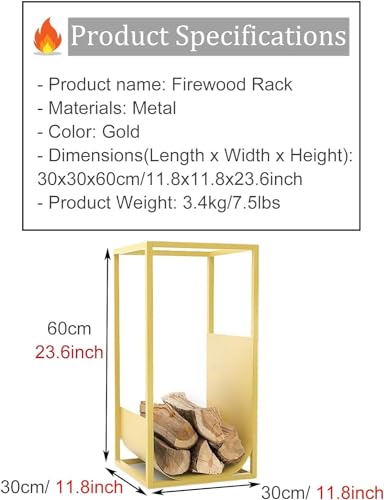 Support à bûches sur pied couleur or idéal pour vos soirées au coin du feu