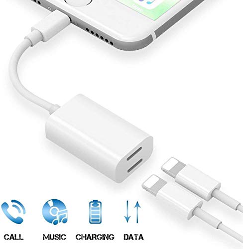 [Apple MFi Certified] Lightning Headphone Earphone Adapter Splitter, 2 in 1 Jack Adapter