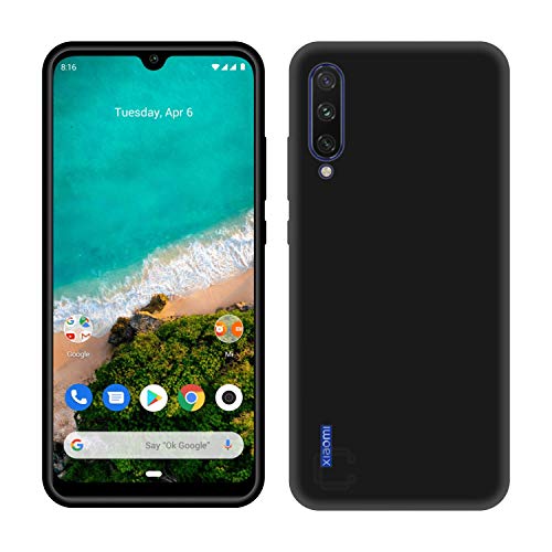 Image of Case Creation Compatible for Xiaomi Mi A3 Back case, Xiaomi MiA3 Slim Flexible Smart Look case with 360 Camera All Angle Protection (Pure Black)