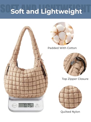 Image of Puffer Quilted Tote Bag for Women Nylon Crossbody Bags Puffy Purse Hobo Large Shoulder Bag Trendy