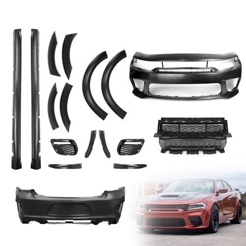 Complete Front & Rear Bumper Widebody Set Primed Compatible with 2015-2023 Do-dge Char-ger