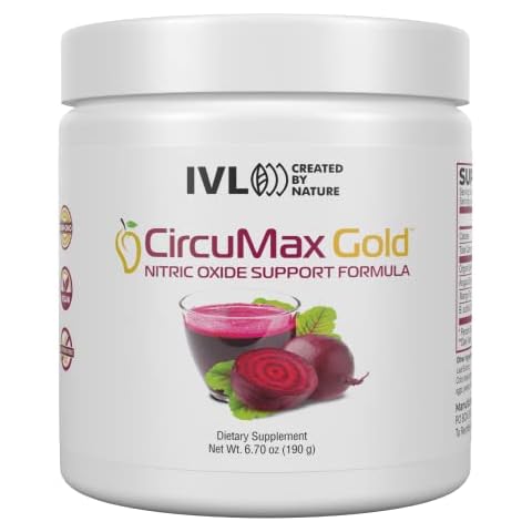IVL - CircuMax Gold - Nitric Oxide Supplement Powder Boost - Organic Beets - Beetroot Powder Supplement - Careflow Mango Powder and Nitro Rocket - Workout Energy Level (6.70 oz - 30 Servings) Cover