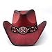 Women's Men's Dark Gothic Cowboy Cowgirl Hat Bull Head Decor Western Sun Hat Wide Brim Belted Straw Gothic Hats (Red, ONE Size)