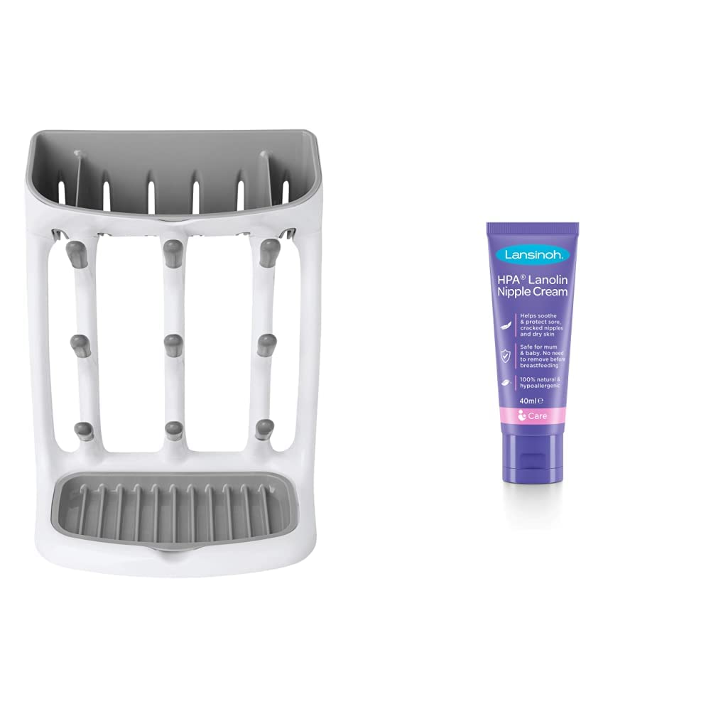 OXOTot Space Saving Drying Rack & Lansinoh HPA Lanolin Nipple Cream, 40ml