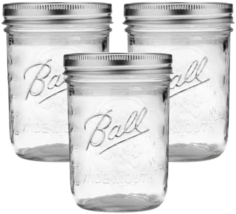 Ball Wide Mouth Glass Mason Jars with Lids and Bands, Used for Ca...