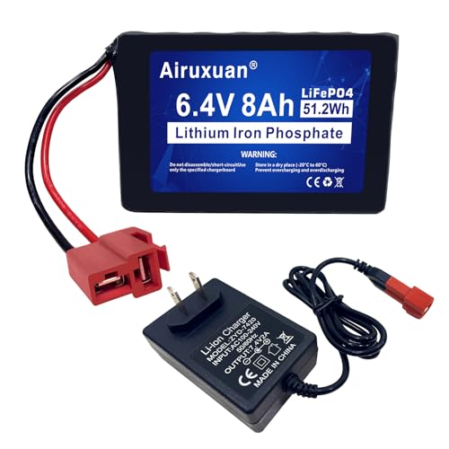 6.4V 8Ah LiFePO4 Battery with BMS 2000+ Deep Cycle Rechargeable for Kids Ride On Toys Security Camera Deer Feeder Emergency Light and Smart Devices