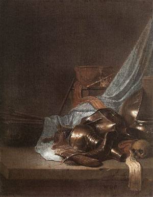 Peinture à l'huile Still Life with Weapons Willem De Poorter 1636 Tableau Toile 30x36