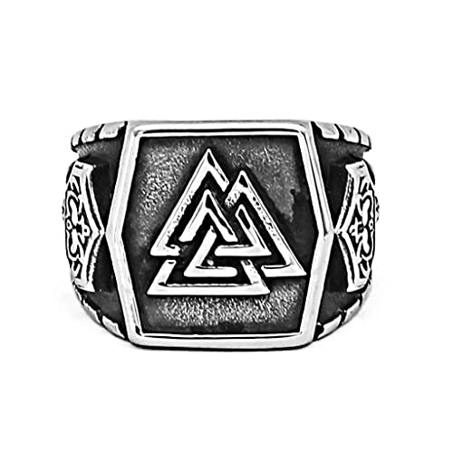 Bague Valknut pour homme style viking fait main, grand bijou nordique de qualité premium