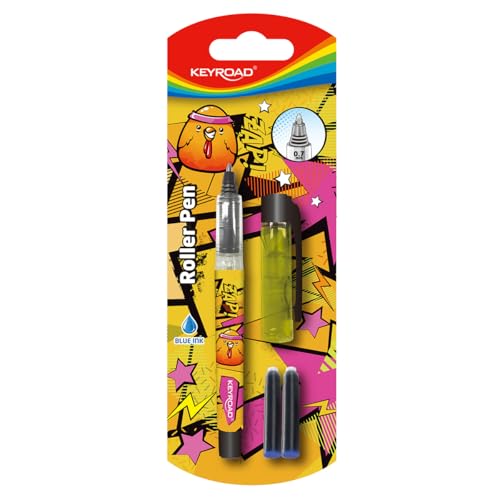 Keyroad Stylo à bille, 0,7 mm, stylos avec cartouches gratuites, blister, mélange de couleurs, beau motif stylo à bille