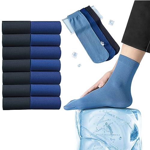 7/14 Pack Unisex Silk Sheer Crew Socks Ultra Thin Breathable Dress Socks Athletic Socks for Men Women