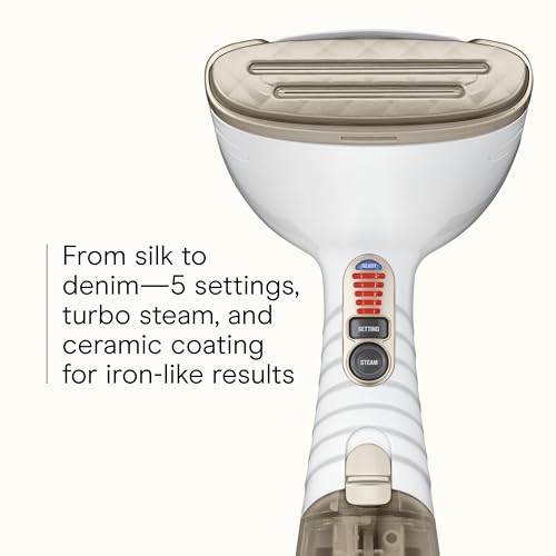 Conair Handheld Garment Steamer for Clothes, Turbo ExtremeSteam 1875W Fabric Steamer, Portable Handheld Design, Strong Penetrating Steam, White/Champagne by Conair - Image 4