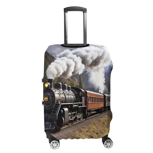 Steam Locomotive Train Luggage Cover, Washable Elastic Suitcase Cover Protector Fit 18-32 Inch Luggage4