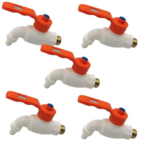 Image of ABS Plastic Heavy Duty Turkey Nozzle Bib Cock Tap - White Water Tap for Bathroom, Kitchen, Garden & Outdoor Use - Pack of 5