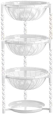 Uncluttered Designs Stacking Basket Bins (3 Tier + Plate) — Display for Fruit, Potato, Onion & Produce — Crafts, Art Supplies & Housewares Organizer — Bedroom & Bathroom Organization & Storage (White)