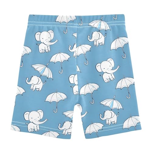 Elephant with Umbrella Girls Shorts Elastic Waist Sports Shorts Girls Leggings Pants for 4-10 Years2