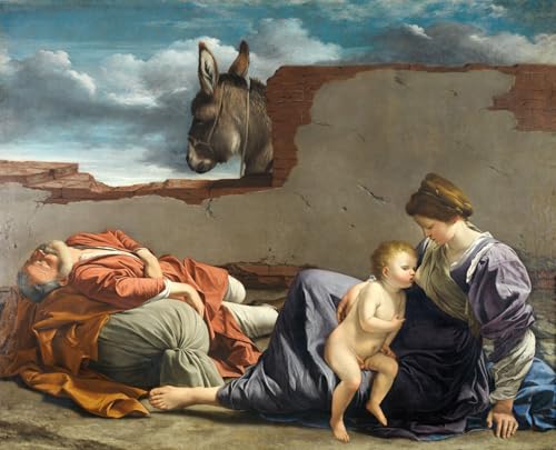 Affiches et gravures Repos pendant la fuite en Égypte d'Orazio Gentileschi toile modern 60x90cm