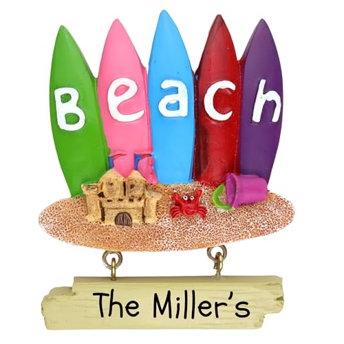 Needzo Customizable Beach Souvenir Magnet, Surfboard and Sandcastle Vacation Magnets for Fridge,...