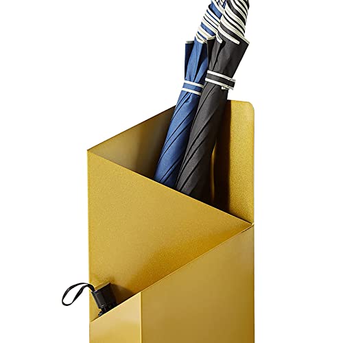 Paraguero de diseño independiente en color dorado con bandeja metalica de goteo 4