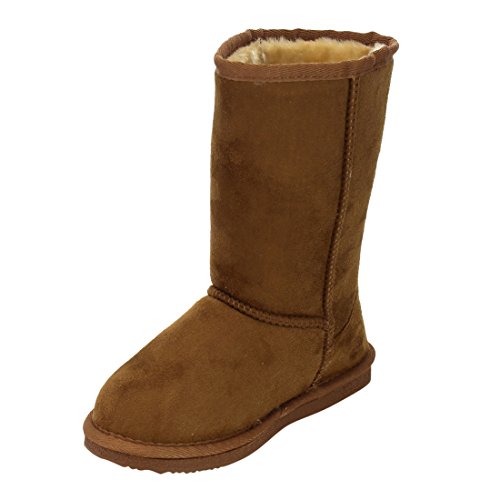 Kids Pull-On Faux Fur Lined Winter Snow Boots,Tan,44