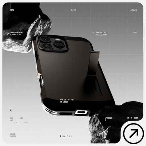 Image of Spigen for iPhone 16 Pro Case, Tough Armor (Ai) MagFit [Compatible with Magsafe] [Kickstand] [Military-Grade Protection] - Gunmetal
