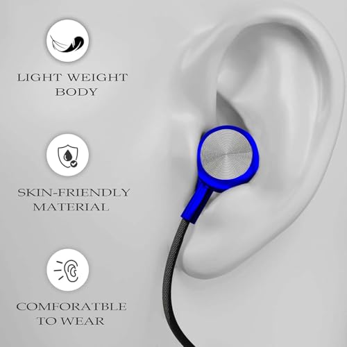 Image of Kratos Tune V4 Blue C Type Earphones Wired, Inline Control Type c Headphones with Mic, Sweat Resistant, Comfort Fit Type c Earphone with Volume Control,Metallic c pin Earphones