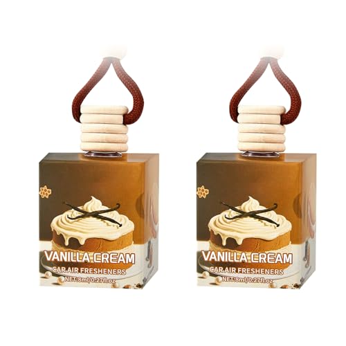 Car Air Freshener Diffuser, Car Fresheners Long Lasting, Hanging Car Scents Air Freshener, Essential Oil Diffuser, Vanilla Cream Fragrance Oil, 8ml*2pcs