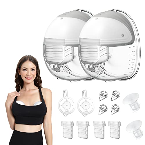 Image of MomMed Double Breast Pump, Wearable Hands Free Breast Pump, Electronic Breast Pump with Remote Control, 9 Levels All-in-One Painless Breastfeeding Pump, Leak-Proof Design & Low Noise, 27mm Flange