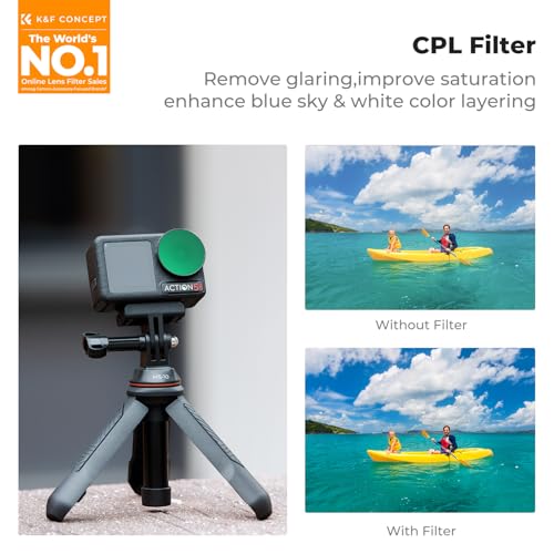 Image of K&F CONCEPT ND PL Filter Kit Compatible with DJI Osmo Action 5 Pro /Action 4 | 4Pack CPL ND8 ND16 ND32 Screw On Polarizing Neutral Density Filter, HD Optical Glass /Multi-Coated /Metal Frame FD131
