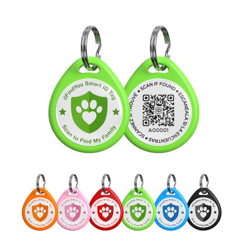ILFindYou QR Code Cat Tags Personalized Small, Real-time Alerts, Green