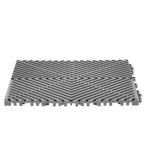 VEVOR Set 55 Piastrelle per Piscina da Giardino 30 x 30 x 1,5cm, Piastrelle Traforate Grigie per Pavimentazione Antiscivolo in PVC a Drenaggio Rapido per Interni & Esterni per Bagno Piscina Giardino - 10