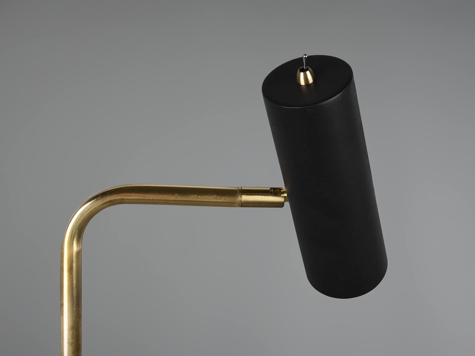 Stehlampe aus Metall Schwarz Messing mit schwenkbarem Spot, Höhe 151cm