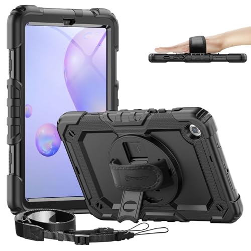 Timecity Case for Galaxy Tab A 8.4 Inch 2020, SM-T307 Case, with Stylus Holder Screen Protector/Swivel Stand/Hand Strap/Shoulder Strap, Heavy Duty Protective Tablet Case for SM-T307U- Black