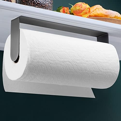 ZUNTO Adhesive Paper Towel Holder - Under Cabinet Paper Towel Holders - for Kitchen, Stainless Steel Hanging Paper Towel Rolls(Grey)