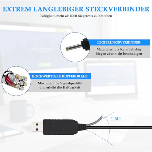 Ladekabel für Braun MGK3321 Trimmer, 5V auf 2.3V Ersatzkabel Kabel Zubehör kompatibel mit Braun 6-in-1 All-in-One Trimmer MGK3321, MGK3335, MGK3010, MGK3020, BT3020, BT3021, BT3410, BT3421 Ladegerät