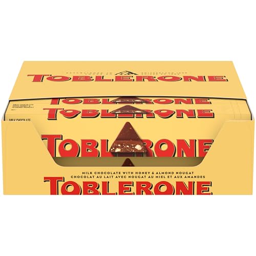 TOBLERONE Milk Chocolate Bar with Honey and Almond Nougat, Bulk Chocolate, 20 - 3.52 oz Bars