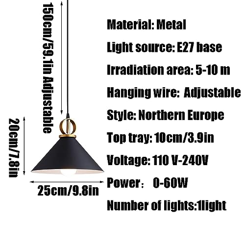 Suspension de plafond à vis E27 lustre fer noir scandinave