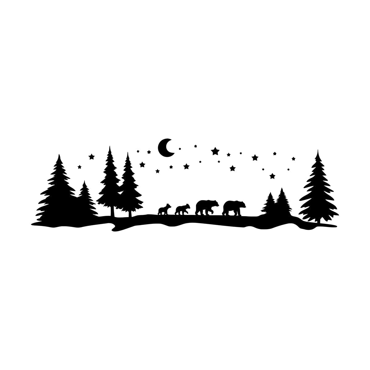 Lzhouting Wall Stickers 2705 Camper Rv Camping Under The Moonlight Wall Decal Bedroom Tent In Forest Campfire Motorhome Wall Sticker Playroom Small - 18X56cm