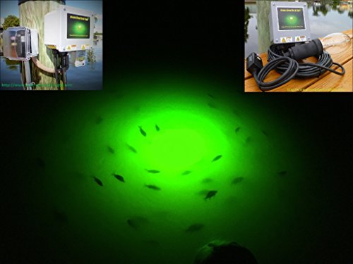 Saltwater Approved, Barnacle Burner Bulb, Underwater Fish Light Bright Green 7,900 Lumens, Single Dock Light Complete Kit, 50' Lamp Cable, Automatic Dusk To Dawn, Easy Self Installation. #TOP3