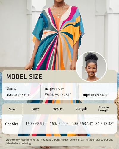Bsubseach Kaftan Dresses for Women V Neck Batwing Sleeve Plus Size Caftans Swimwear Coverups Maxi Beach Dresses2