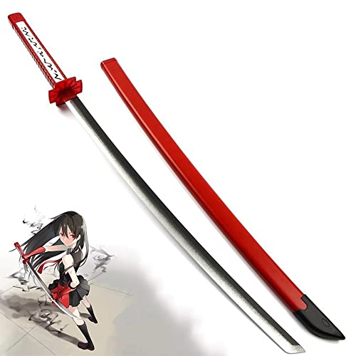 HXSM Akame Ga Kill Cosplay Schwert Red Eyes Sword Anime Katana Holz Samurai Schwert Waffen Prop Halloween-Requisiten Kinder Spielzeug (Größe:104cm, Farbe:Rot/Schwarz) (Color : Red) Cover