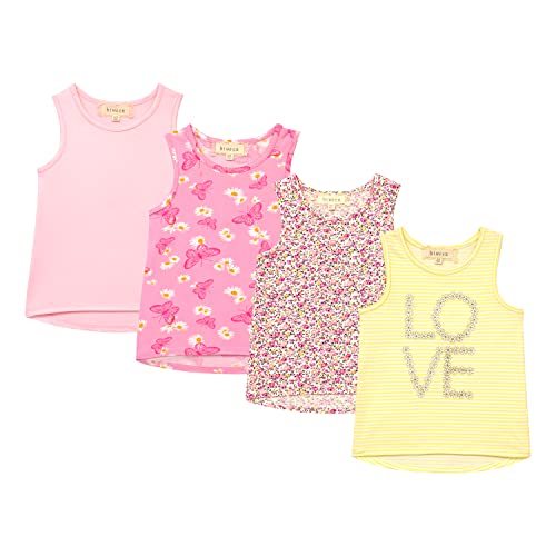 BTween Girls 4 Pack Fashion Summer Tank Top Cotton Blend Clothes Set Mixed Colors