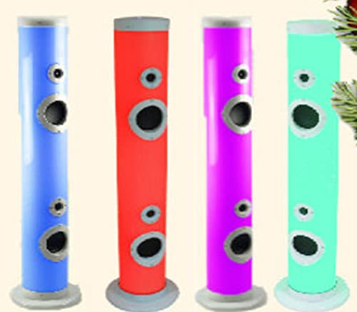 Potente altavoz de torre de 100 vatios, iluminación LED, luces de persecución que cambian de color, Bluetooth, gran reproducción de sonido, reproducción de MP3 (tarjeta USB/SD), radio FM, control