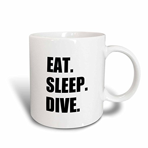 3dRose Eat Sleep Passionate About Diving-High Board Or Scuba Diver Two Tone Mug, 11 oz, Red